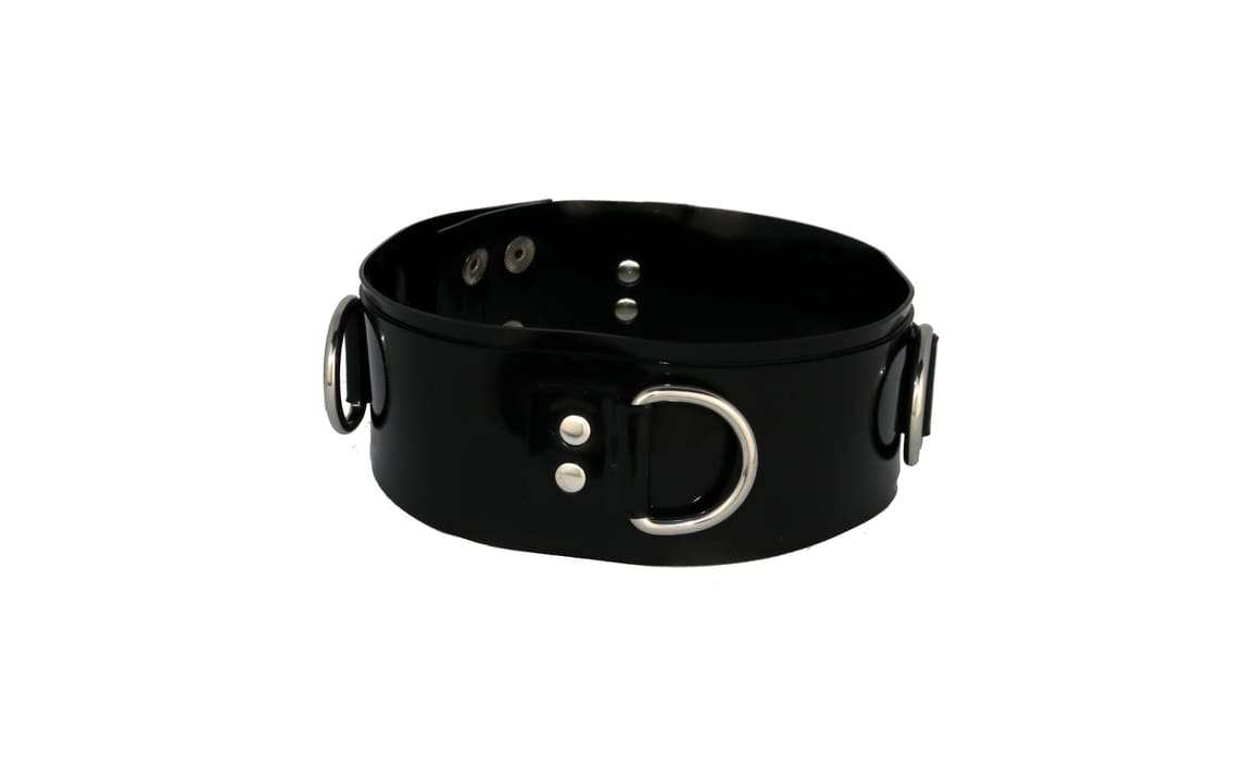 Latex Choker D-CHAINED BIG Stainless Steel Rings